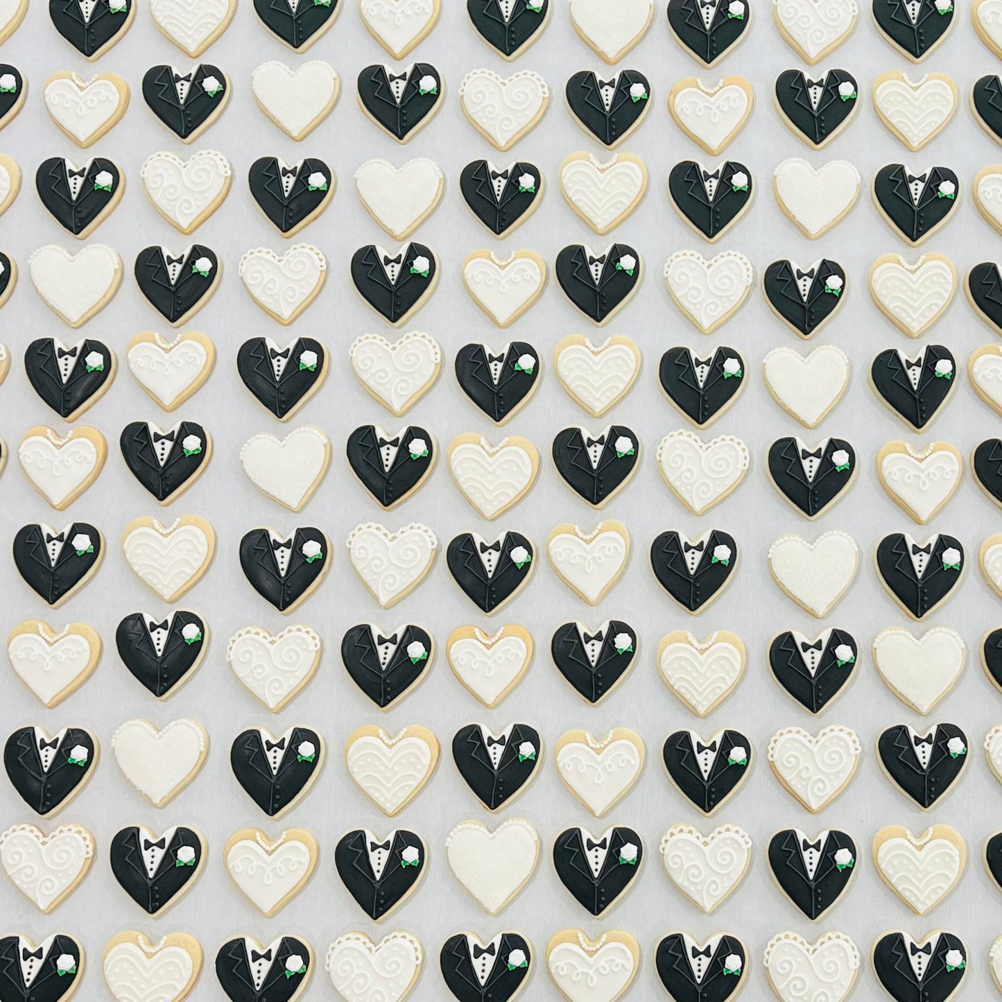 Mini Bride & Groom Heart Sugar Cookies