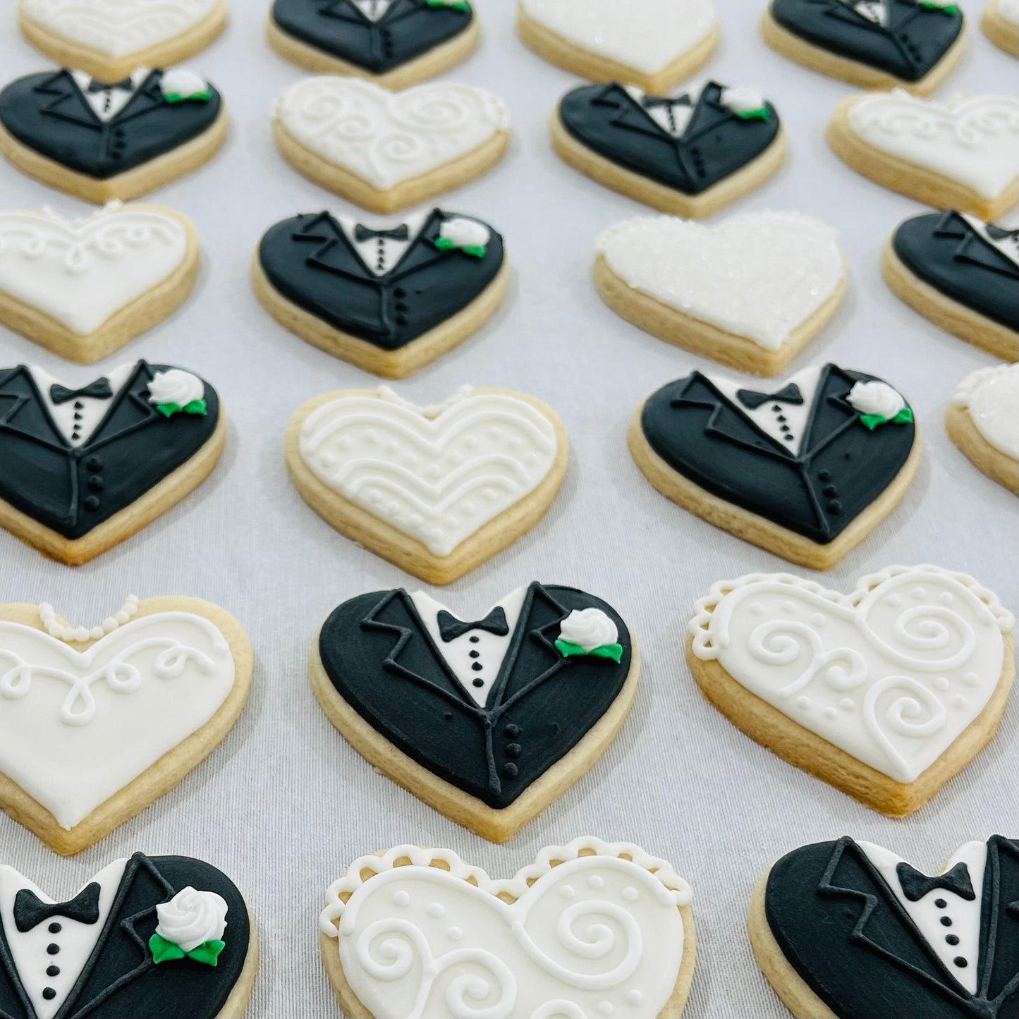 Mini Bride & Groom Heart Sugar Cookies