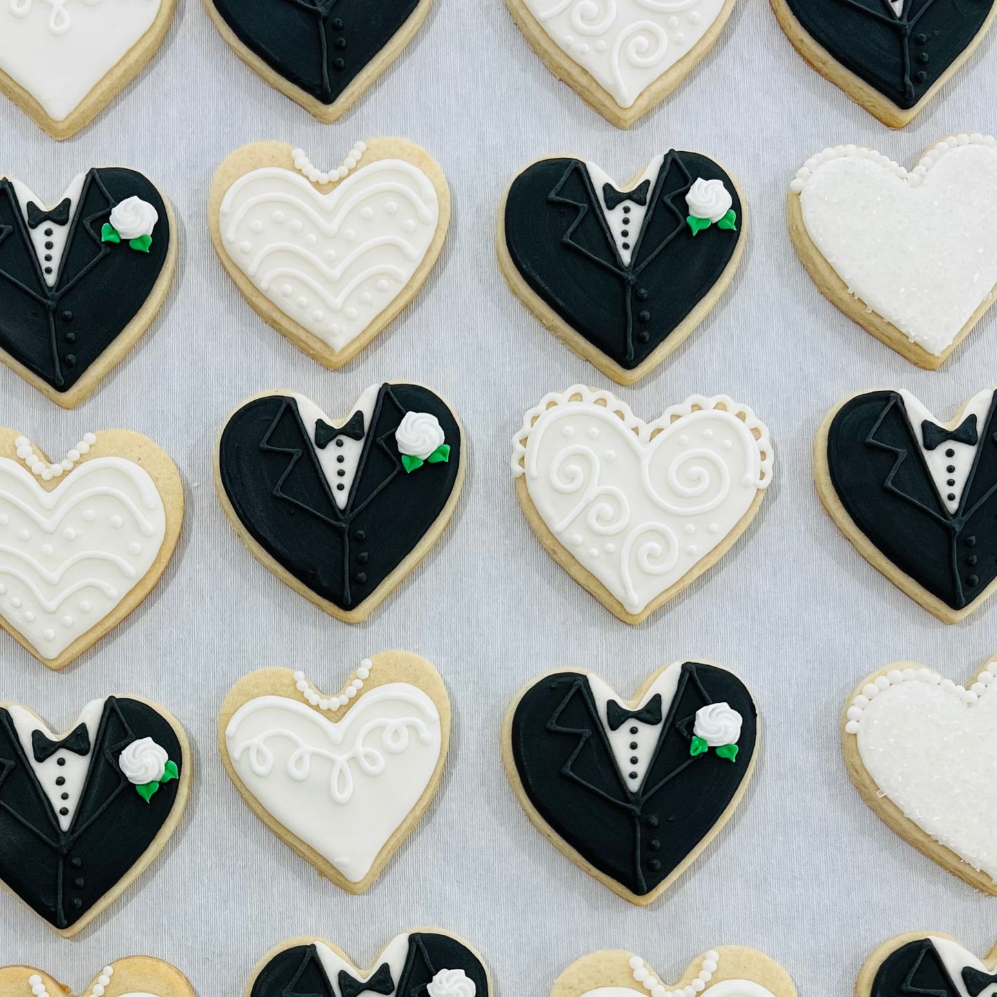 Mini Bride & Groom Heart Sugar Cookies