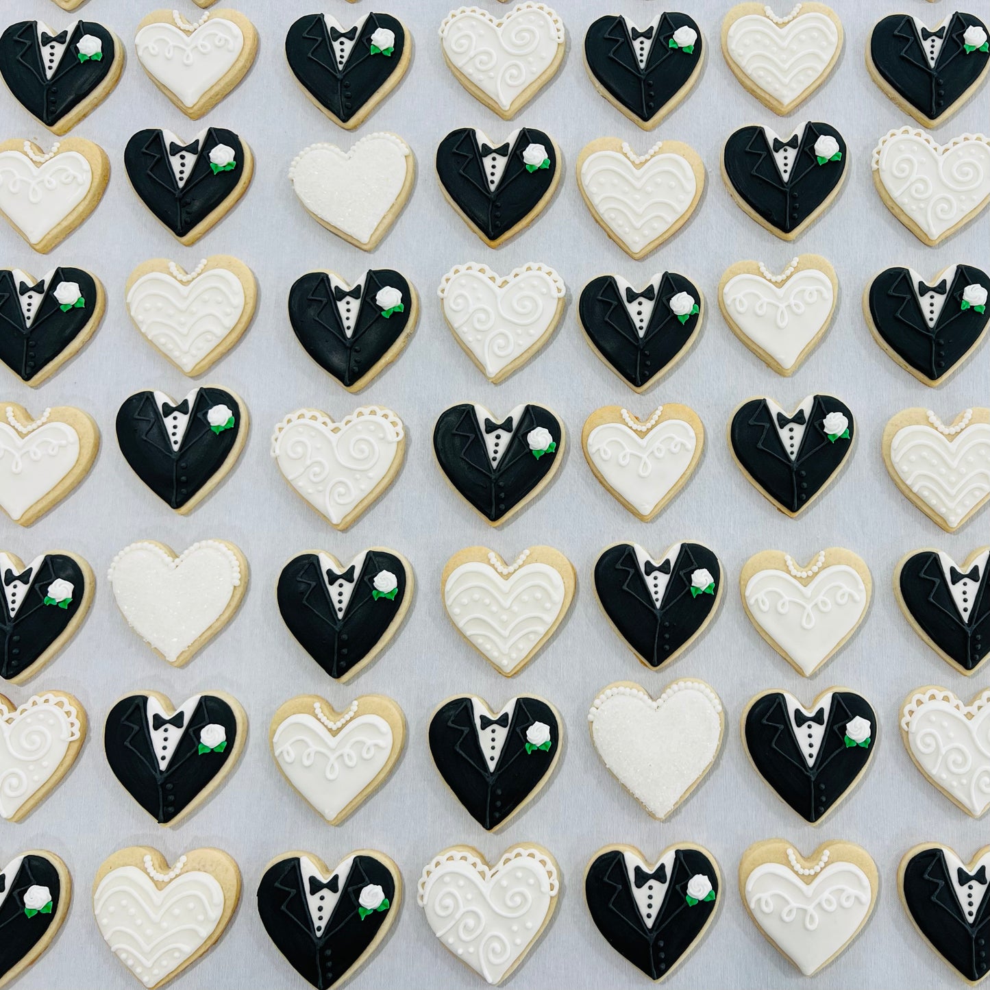 Mini Bride & Groom Heart Sugar Cookies