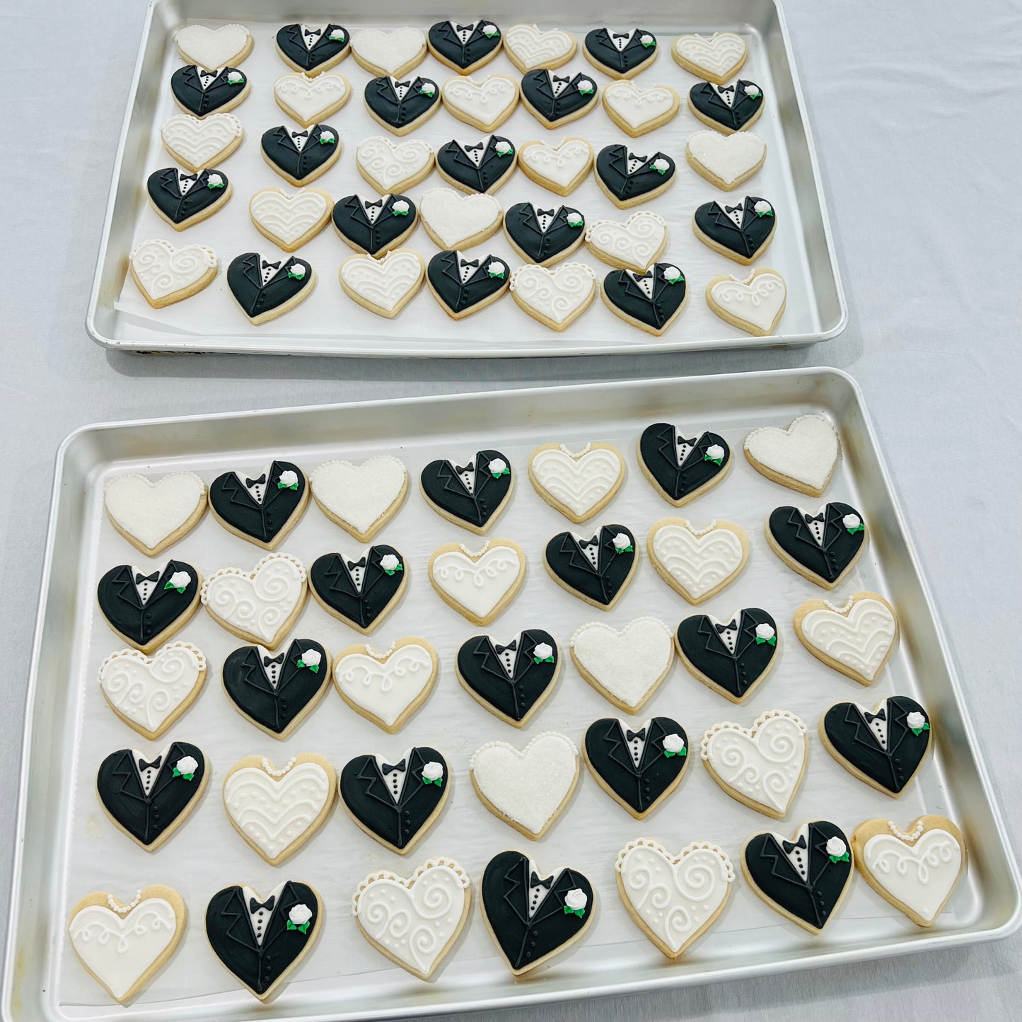 Mini Bride & Groom Heart Sugar Cookies