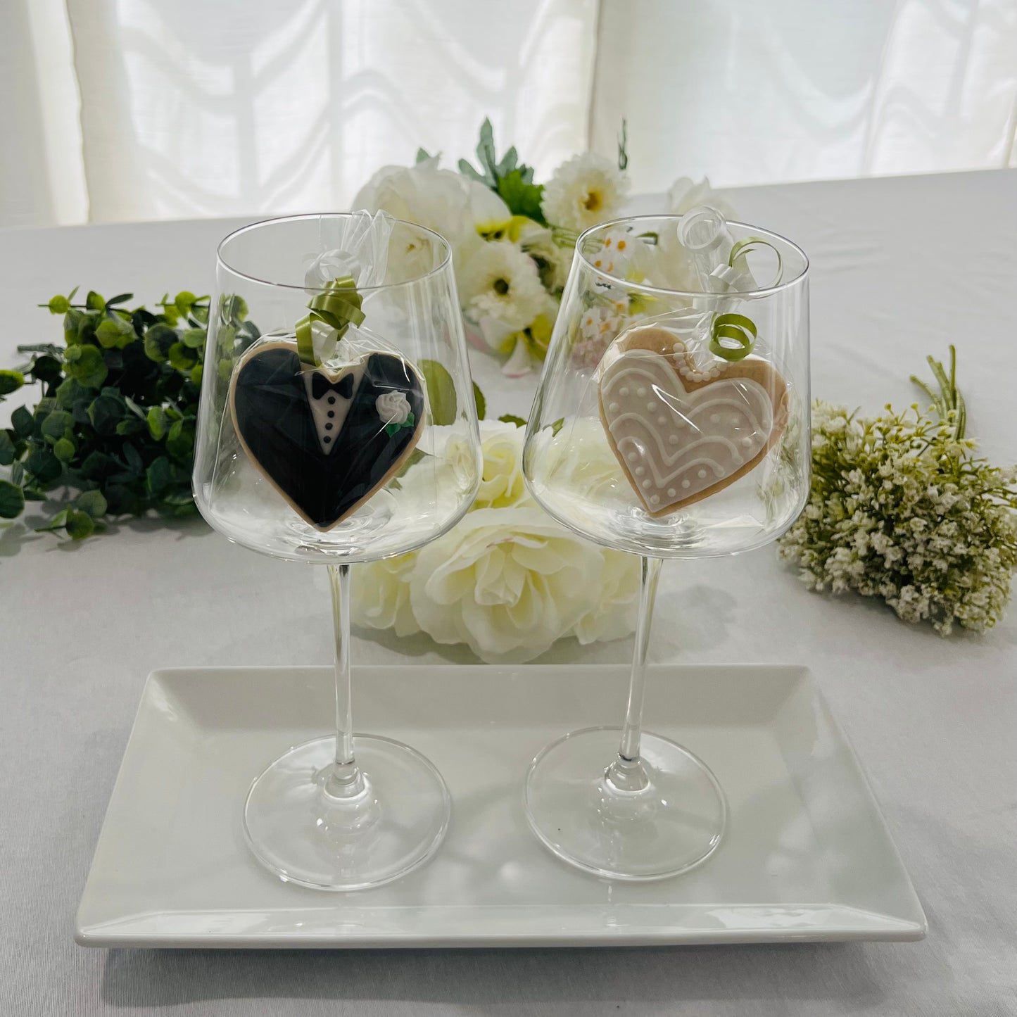 Mini Bride & Groom Heart Sugar Cookies