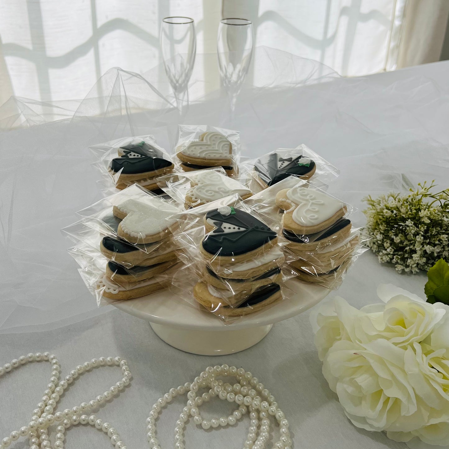 Mini Bride & Groom Heart Sugar Cookies