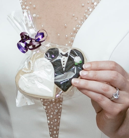 Beautiful Bride and Groom Double Heart Wedding Cookies